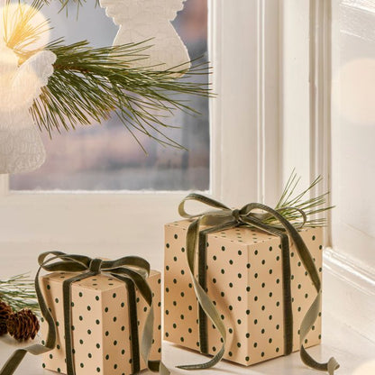 IB Laursen dekorative Faltschachtel groß mit grünen Pünktchen B 10,2 × H 10,2 × L 10,2 cm