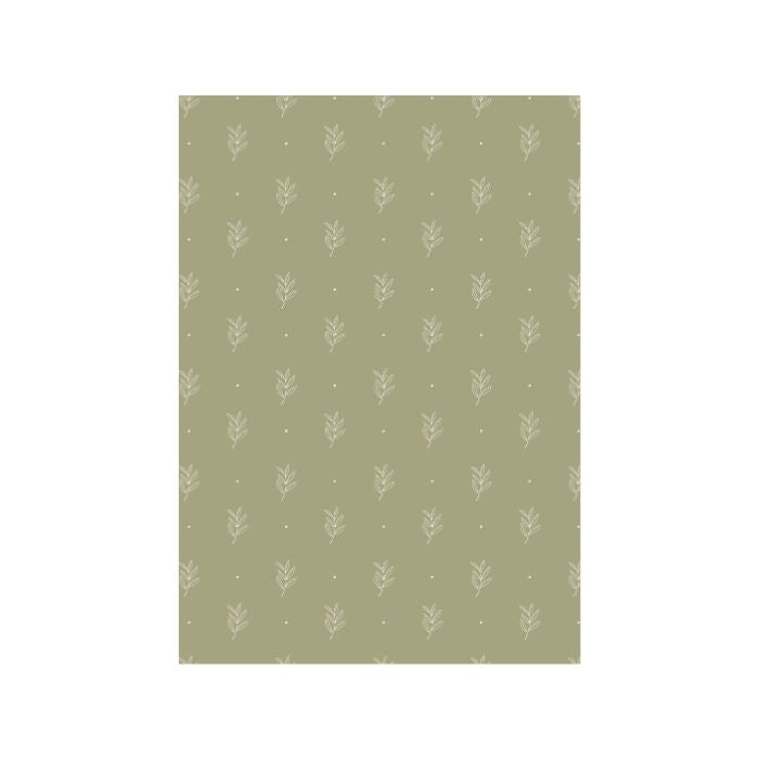 IB Laursen Papierrolle Grün mit Blattmuster