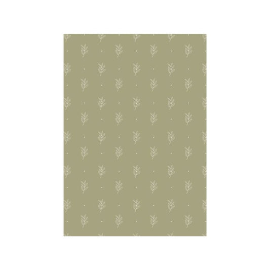 IB Laursen Papierrolle Grün mit Blattmuster