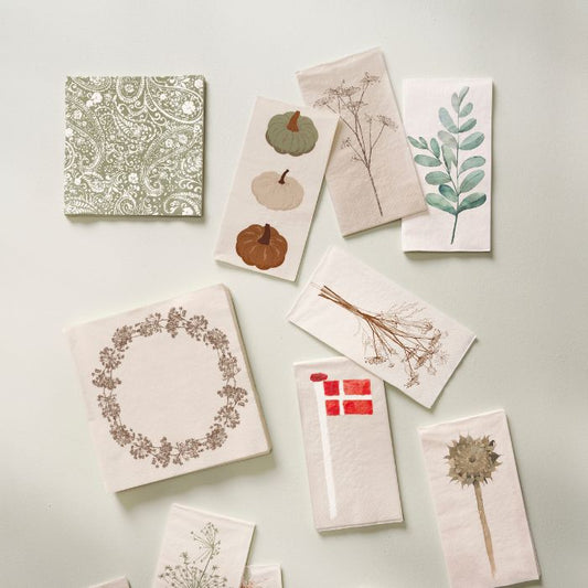 IB Laursen Papier-Serviette mit Doldenblume beige für stilvolle Tischdekoration