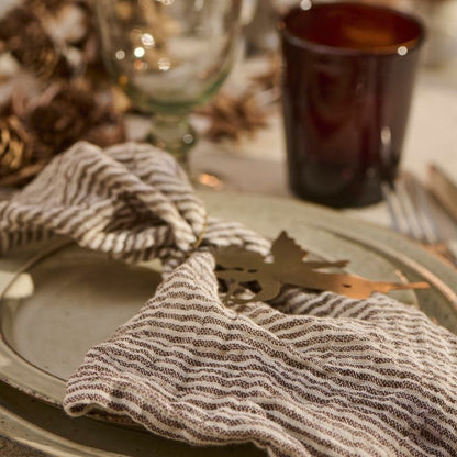 IB Laursen Baumwoll-Serviette gestreift Braun/Weiß