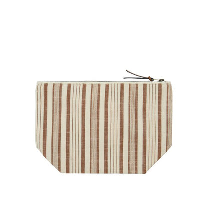 Kulturtasche MKTerracotta mit gewebtem Streifenmuster in warmen Farben