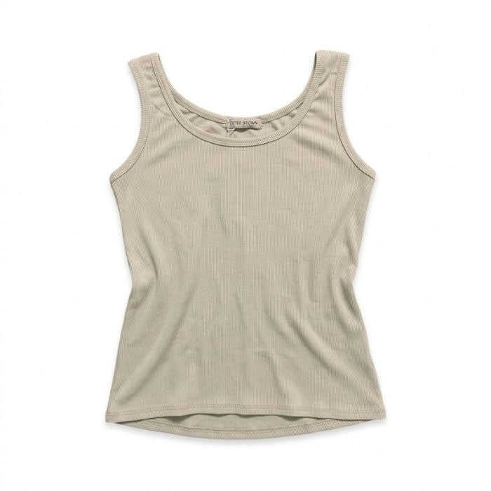 Mekea Damentanktop Beige Stretch Basic figurbetont One Size - Neutrale Ansicht
