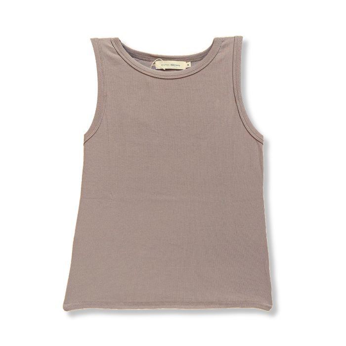 Mekea Baumwoll Tanktop Taupe Damen Basic Fit - Neutrale Ansicht