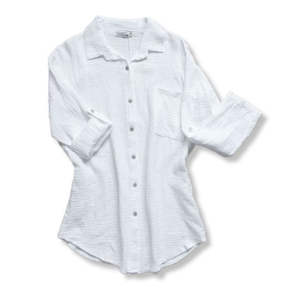 Mekea Musselin Bluse weiss langarm Oversize zeitloser Klassiker - Neutrale Ansicht