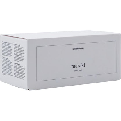 Meraki - Detailaufnahme der Fresh Linen Duftkerze im Geschenkkarton