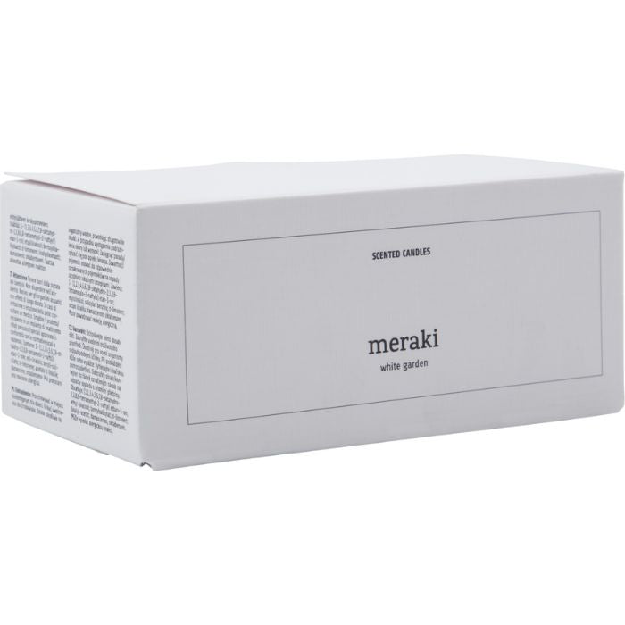 Meraki - Detailaufnahme der White Garden Duftkerze im Geschenkkarton