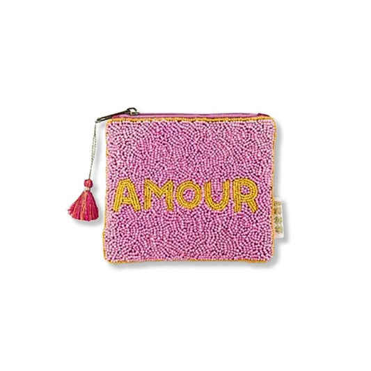 Perlen Geldbörse Amour Rosa handbestickt Miyuki Perlen Mekea