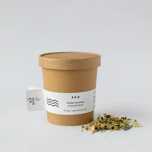 Produktfoto der rhoeco Sea Bio-Kräuterteemischung in der Verpackung