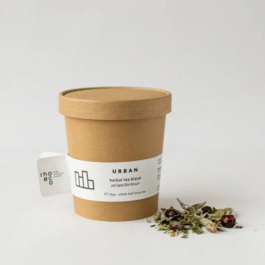 Produktfoto der rhoeco Urban Bio-Kräuterteemischung in der Verpackung