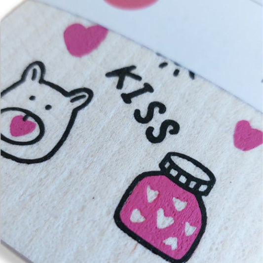 Detailansicht - 2er Set Schwammtücher Motiv Kiss Doodles – Zweifarben Siebdruck für eine nachhaltige Küche - Mekea Buchrain